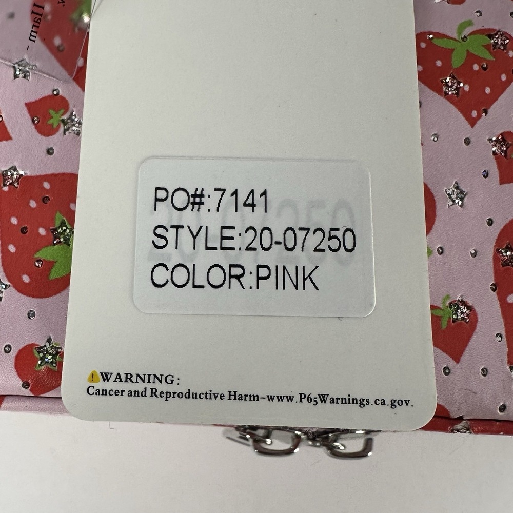Pink Strawberry Makeup Train Case Cosmetic Bag Glitter Vanity Storage Case Y2K - Picture 11 of 11